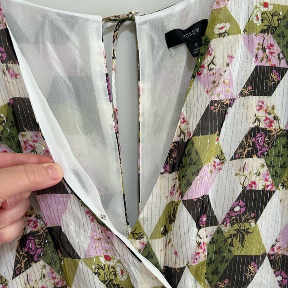 NWT J. Crew Lurex® Metallic Threads Chiffon Midi in Patchwork Print,  size 2 - Picture 6 of 12